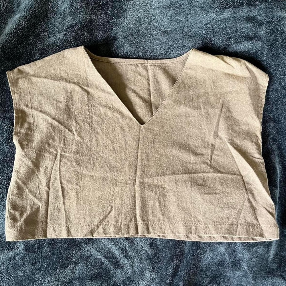 NWOT Handmade Thai Cotton Crop Top in Tan